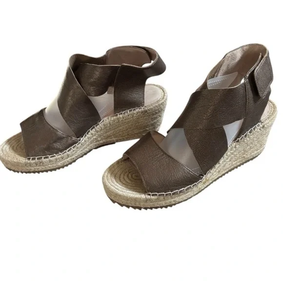 Eileen Fisher Metallic Bronze Willow Espadrille Wedge Sandal Size 8.5